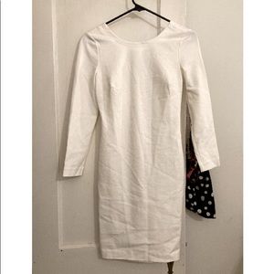 Banana Republic White Long Sleeve Sheath Dress